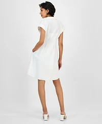 julia jordan Women's Pintuck-Waist Shirtdress
