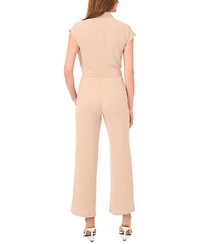 Sam & Jess Petite Wrap Textured Cap-Sleeve Top