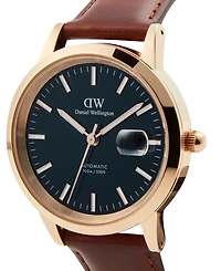 Daniel Wellington Unisex Automatic Brown Genuine Italian Chrome-Free Leather Watch, 40mm