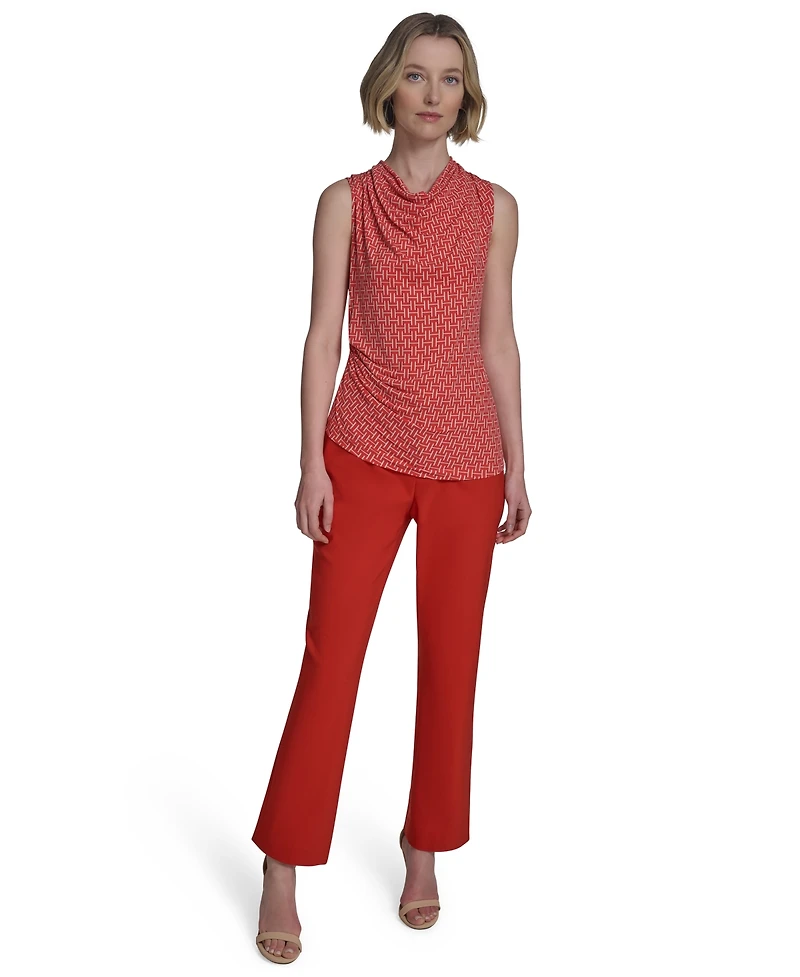 Halston Women's Printed Cowlneck Sleeveless Top