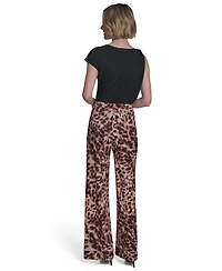 Halston Women's Printed Mid-Rise Wide-Leg Pull-On Pants