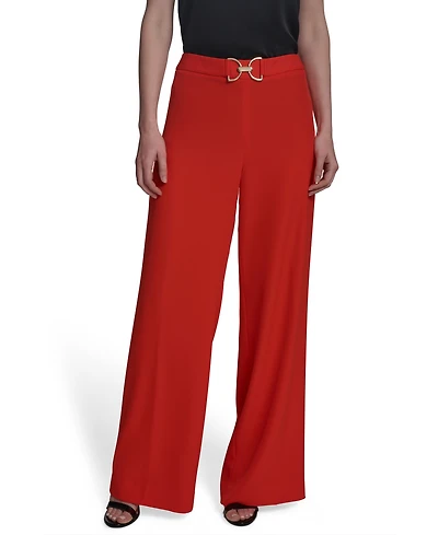 Halston Women's Horsebit Buckle Straight-Leg Pants