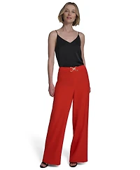 Halston Women's Horsebit Buckle Straight-Leg Pants