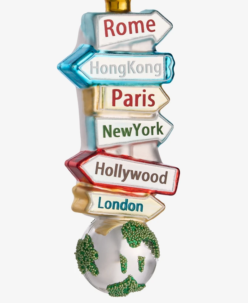 Holiday Lane Around the World Glass Locations Sign Ornament, Macy's Exclusive