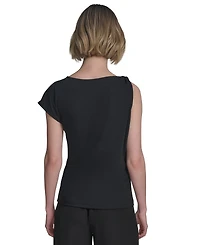 Halston Women's Asymmetric One-Shoulder Hardware Top