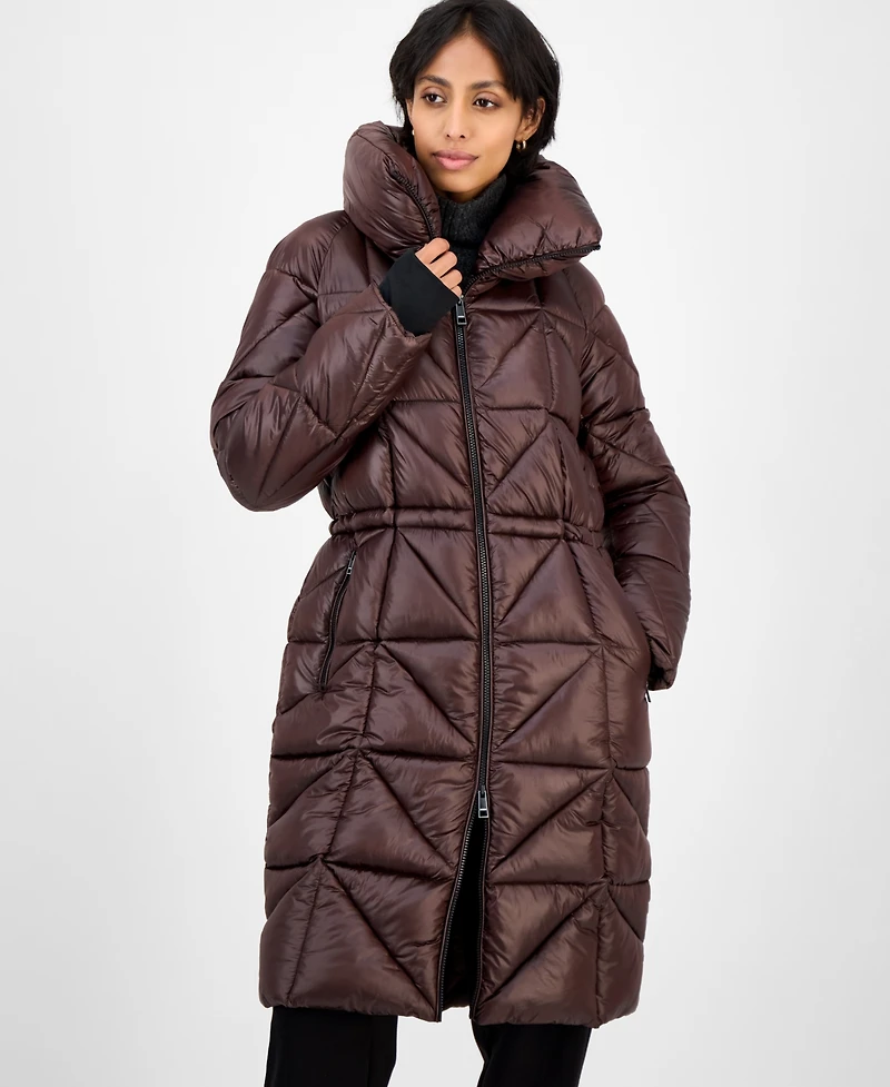 Bcbg Women's Quilted Thumbhole-Cuff Puffer Coat