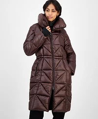 Bcbg Women's Quilted Thumbhole-Cuff Puffer Coat