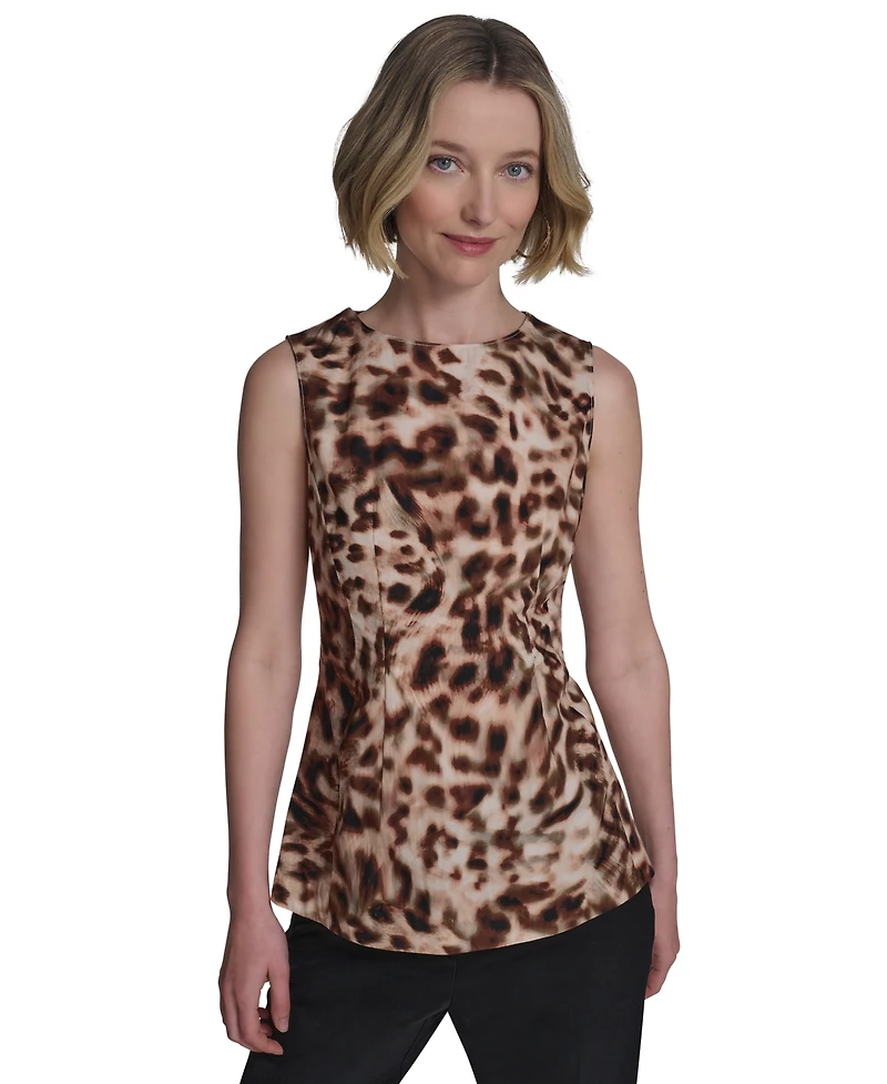 Halston Women's Cotton Printed Sleeveless Tank Top