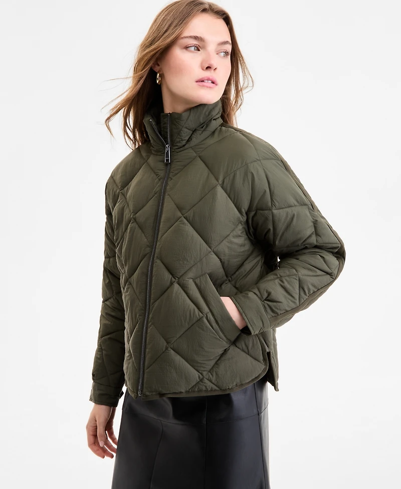 Bcbgmaxazria Women's Cropped Diamond Quilted A-Line Jacket, Exclusively at Macy's