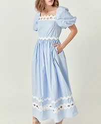 English Factory Women's Scallop-Trim Cotton Midi Dress