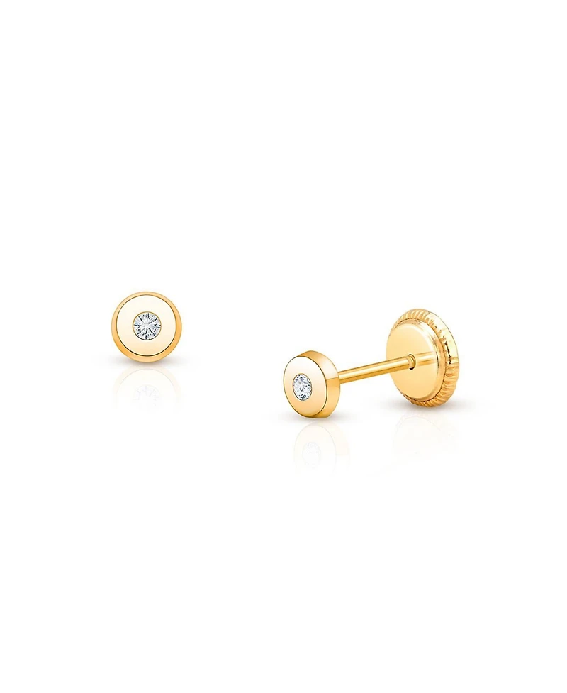 Tiny Blessings Children's 14K Gold Little Darling Genuine Diamond Studs Girls' Screw Back Earrings