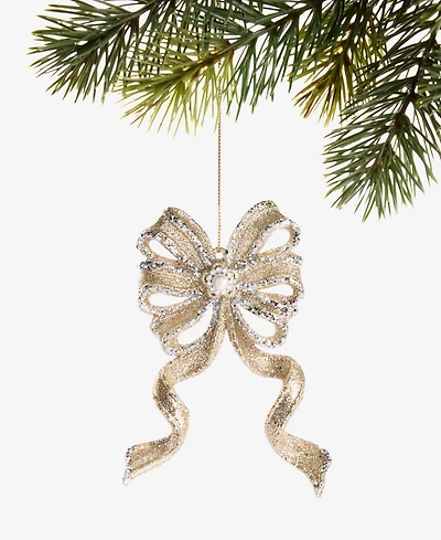 Holiday Lane Christmas Glitters Gold Bow Ornament, Macy's Exclusive