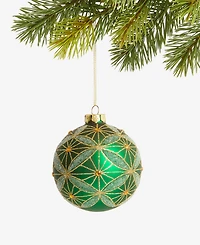 Holiday Lane Enchanted Emerald Green Glass Ball Ornament, Macy's Exclusive