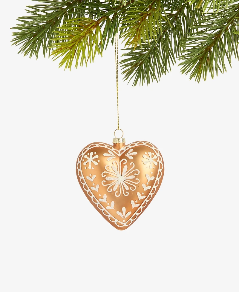 Holiday Lane Gingerbread Village Glass Heart Ornament, Macy's Exclusive