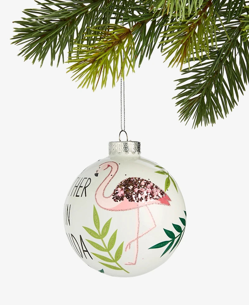 Holiday Lane Florida Glass Glittered Ball Ornament, Macy's Exclusive