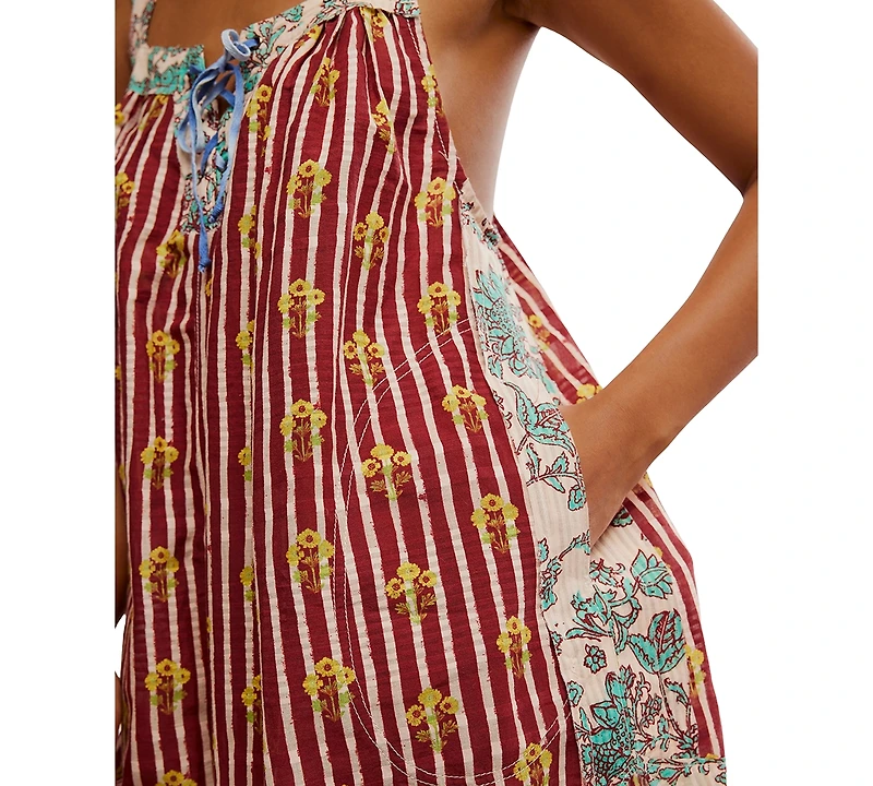Free People Women's Port Au Prince Printed Cotton Sleeveless Romper