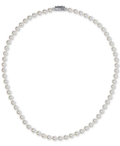 Eliot Danori Silver-Tone Imitation Pearl & Cubic Zirconia Clasp 16" Strand Collar Necklace, Exclusively at Macy's