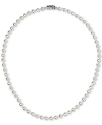 Eliot Danori Silver-Tone Imitation Pearl & Cubic Zirconia Clasp 16" Strand Collar Necklace, Exclusively at Macy's