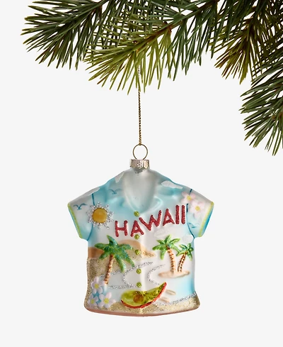 Holiday Lane Hawaii Glass Glittered Shirt Ornament, Macy's Exclusive