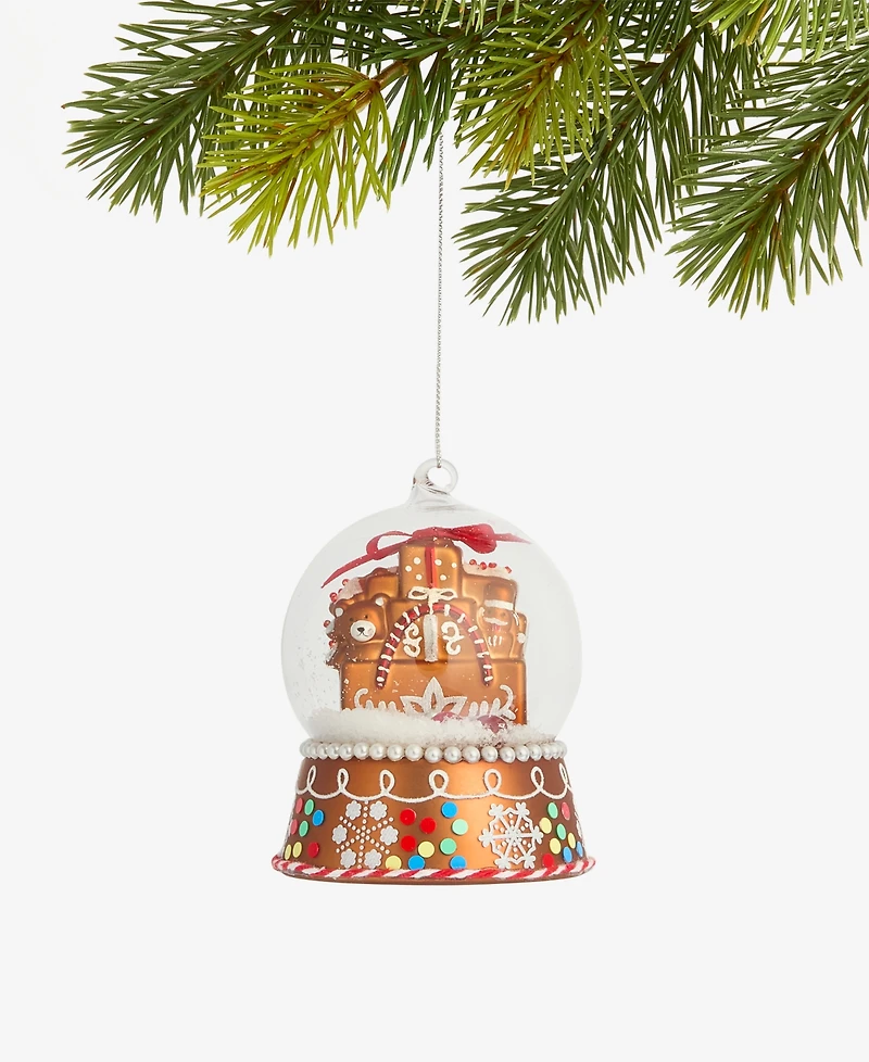 Holiday Lane Gingerbread Village Glass Snow Globe Ornament, Macy's Exclusive