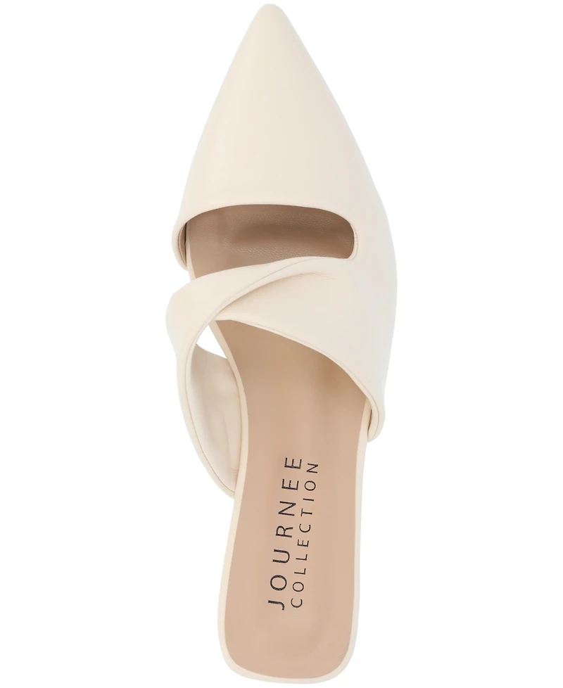 Journee Collection Women's Enniss Twist Cutout Pointed Toe Mules