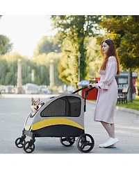 Bingopaw 4 Wheel Foldable Dog Cat Travel Stroller