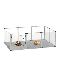 Bingopaw Transparent Pet Pen with Mat for Dog/Cat/Rabbit Litter Box