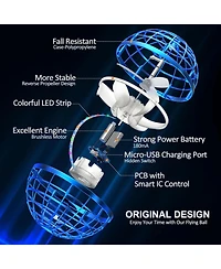 2024 Flying Orb Ball Toy – Boomerang Hover Ball with Rgb Lights, Hand-Controlled Drone for Kids & Adults (Blue)