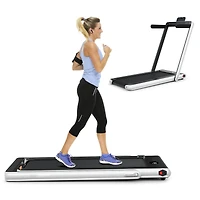 2-in-1 Electric Motorized Folding Treadmill with Dual Display, Speaker & Compact Design for Home Workouts