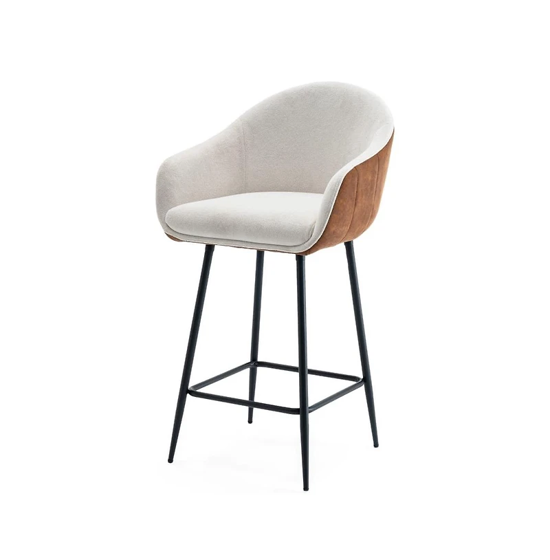Set of 2 Modern Counter Height Bar Stools, Two-Tone Design for Kitchen Island & Home Bar-The Pop Home