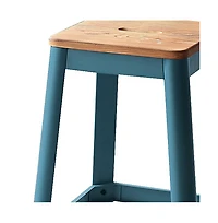Wood and Metal Counter Height Bar Stool for Dining or Bar Seating