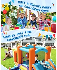 Ltmate Global Inc. Bounce House with Blower, Kids Inflatable Bouncy House with Slide, Jump Bouncy Castle with Ball Pit Pool, Basketball Hoop, Football