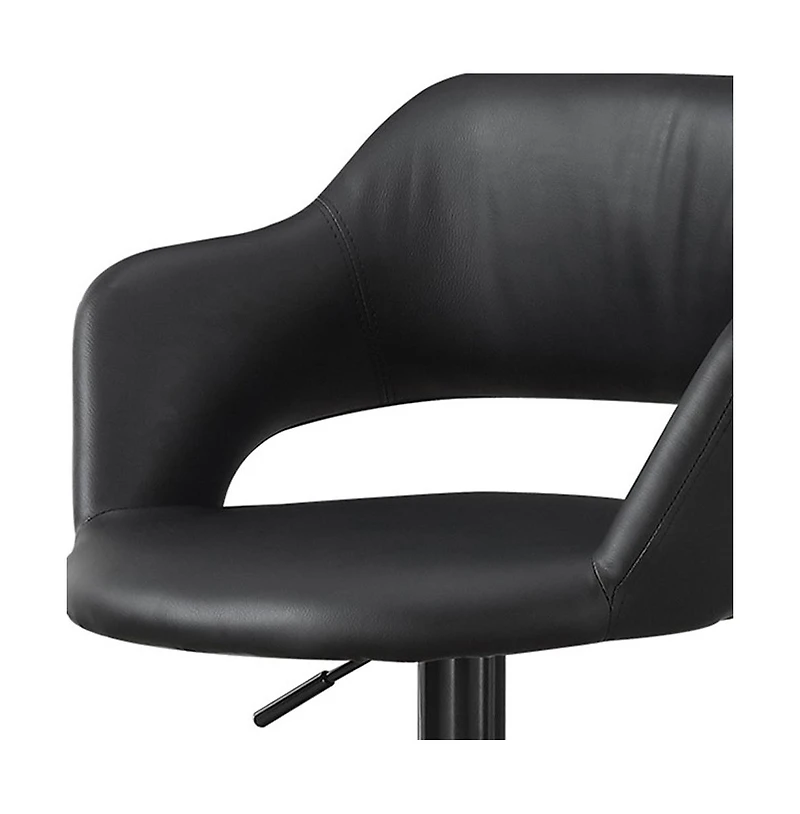Faux Leather And Metal Low Back Adjustable Height Bar Chair