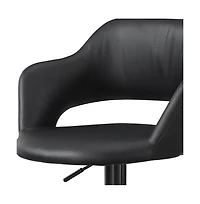 Faux Leather And Metal Low Back Adjustable Height Bar Chair