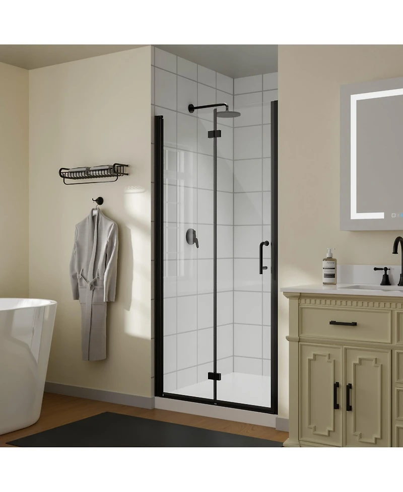 Zachvo Pivot Frameless Shower Door with Clear Glass for Bathroom