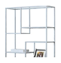 Industrial 9-Shelf Metal and Glass Bookcase – Home Office or Living Room