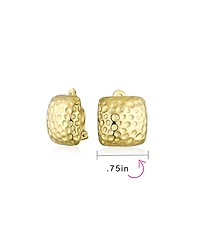 Bling Jewelry Geometric Hammered Square Clip-On Earrings for Non-Pierced Ears Silver Gold