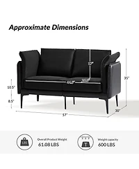 Vecent Modern Faux Leather-trimmed Fabric Sofa