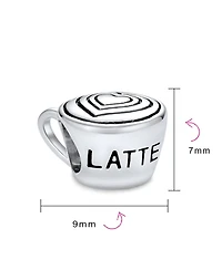 Bling Jewelry Set of 2 Latte Cup and Open Filigree Heart Charm Bead Oxidized Sterling Silver
