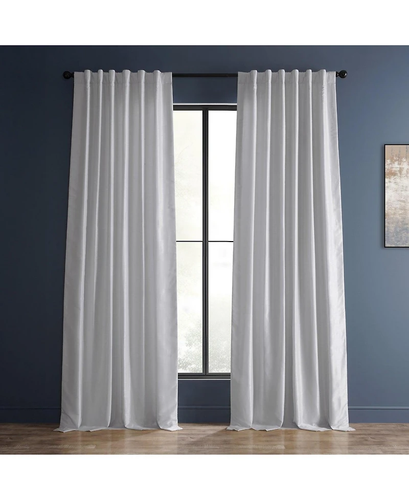 Half Price Drapes Ice Vintage Textured Faux Dupioni Silk Blackout Curtain