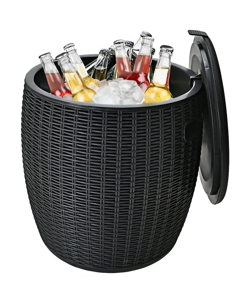 Patio 4-in-1 Rattan Cocktail Table – Multi-Functional Cool Bar, Side & Storage