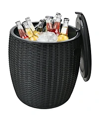 Patio 4-in-1 Rattan Cocktail Table – Multi-Functional Cool Bar, Side & Storage