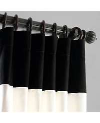 Half Price Drapes Onyx Black & Off White Horizontal Striped Printed Cotton Room Darkening Curtain