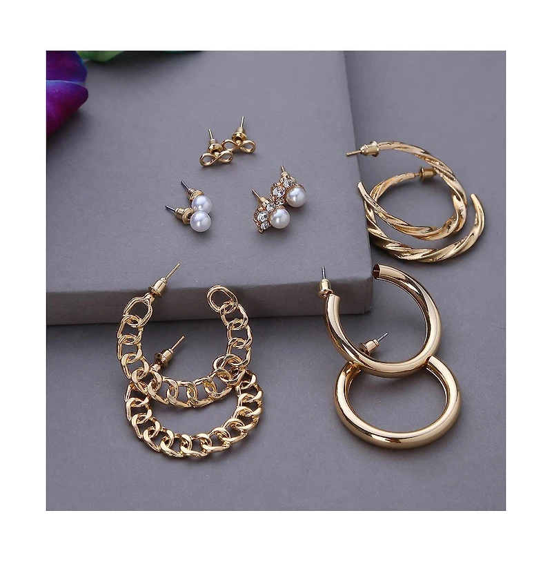 Sohi Women's Everyday Hoop Earrings Set
