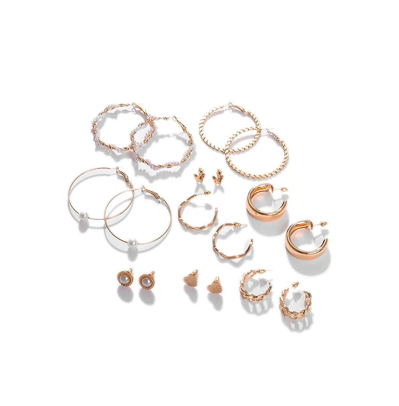 Sohi Women's Everyday Hoop Earrings Set
