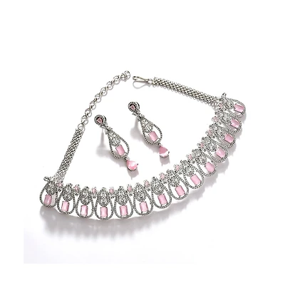Sohi Women's Silver Plated Designer Jewellery Set