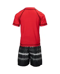 Avengers Boys Spider-Man Upf 50+ Rash Guard and Swim Trunks Outfit Set