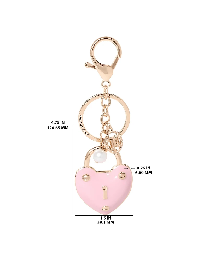 Juicy Couture Heart Lock Keychain – Chic Pink & Gold Fashion Accessory
