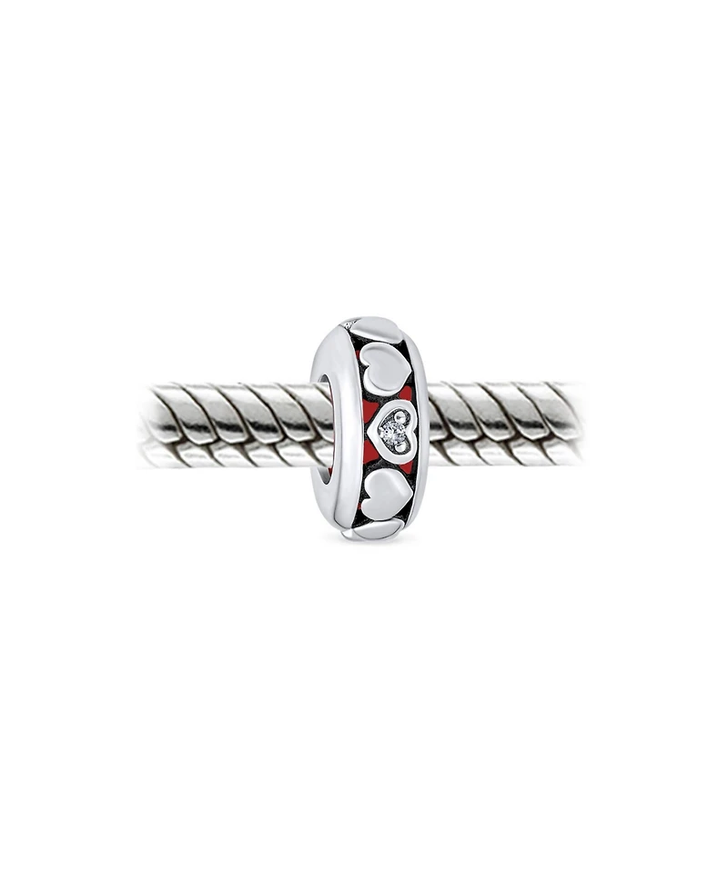 Bling Jewelry Set of 2 Valentine Lovers Eternity Hearts Charm Bead Sterling Silver