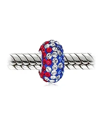 Bling Jewelry Set of 2 Red White Blue Crystal Bead Charm Spacer Sterling Silver Core